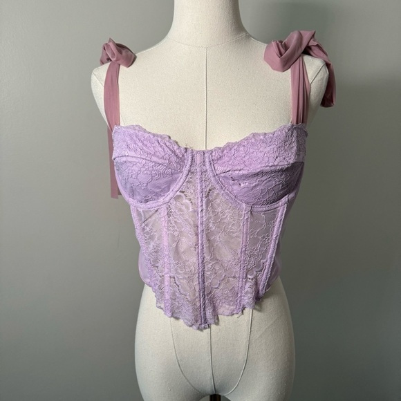 NEW Lilac and pink tulle  tie shoulder bustier pastel Fairycore L - Picture 2 of 7